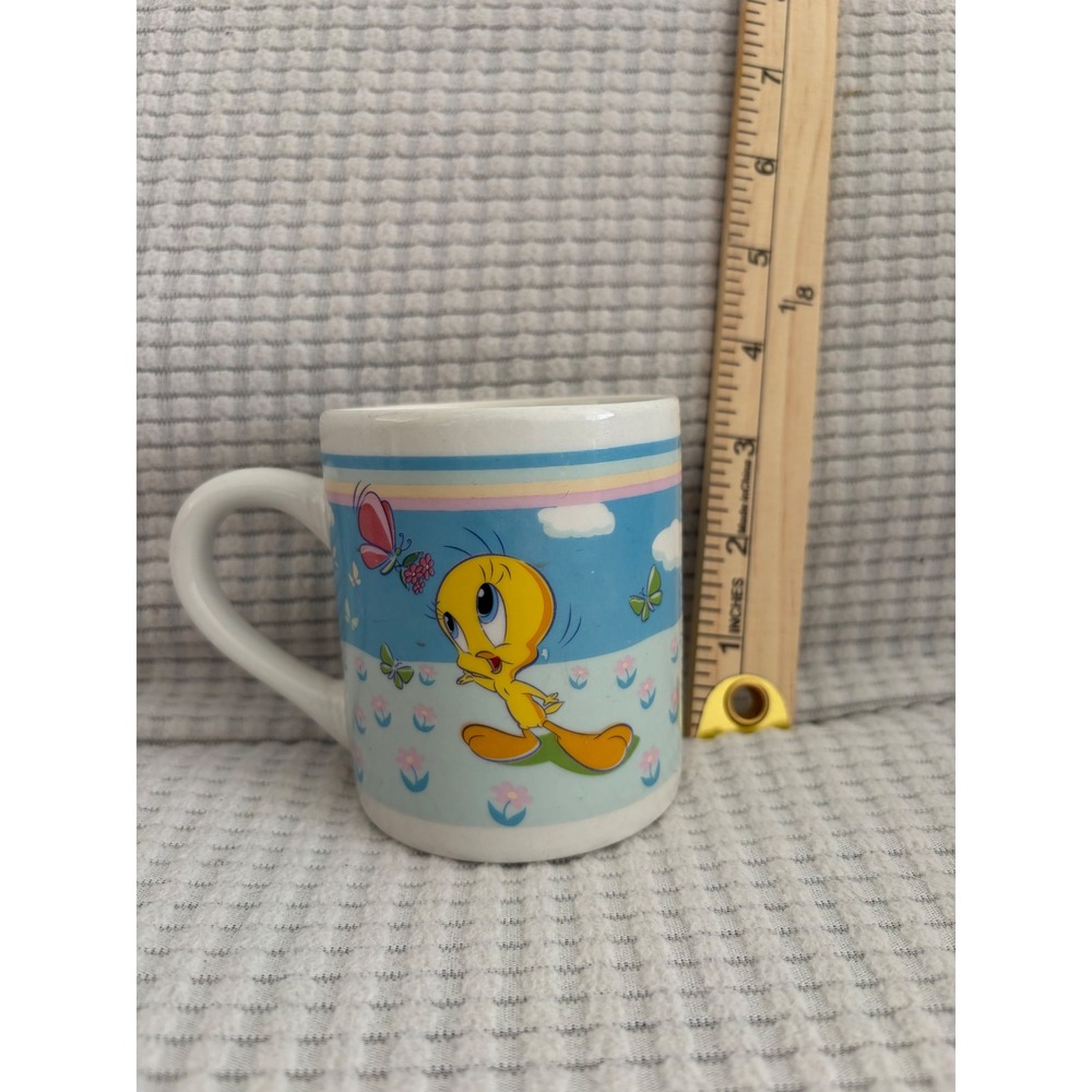 Gibson Looney Tunes Tweety Bird Ceramic Coffee Mug Blue Rainbow Warner Bros
